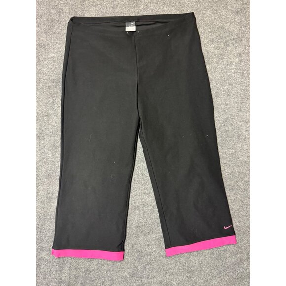 Nike Dri-Fit Cropped Capri Pants Womens Large Black & Pink - Picture 2 of 10